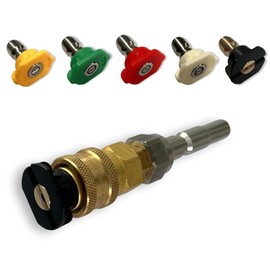 M&M Smartek Plug Nipple Quick Coupling D10 for Kränzle Family Guns Light Line + 5 High Pressure Stainless Steel Quick Connect Nozzle Tips