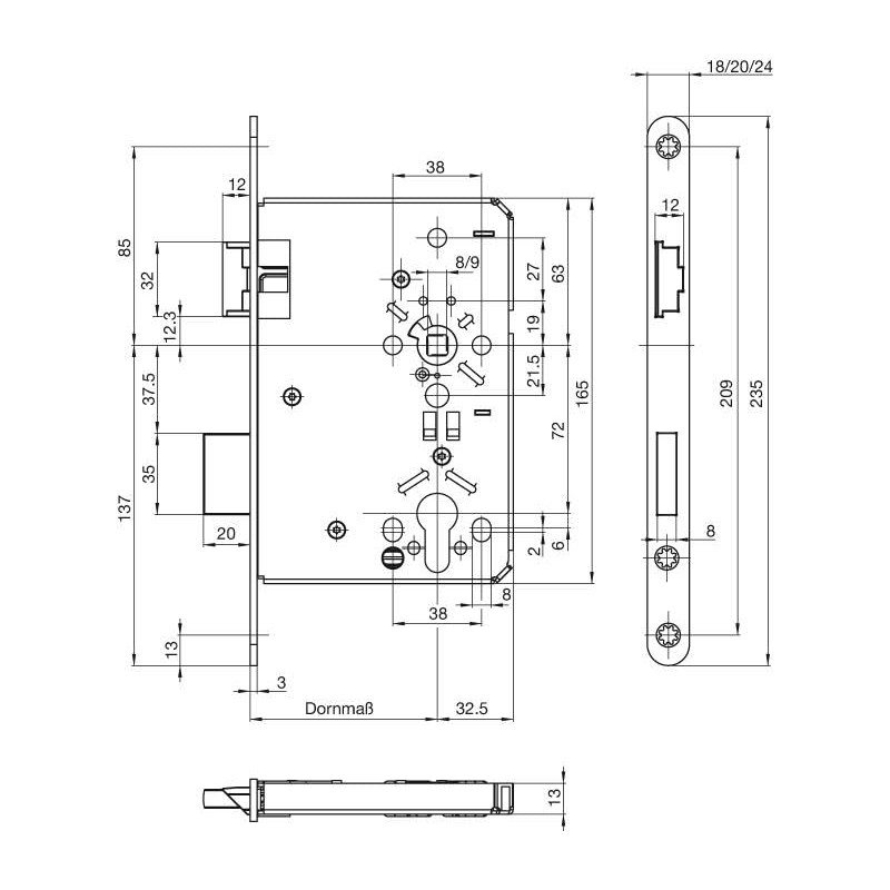 ZT Mortise Lock BKS 0515 DIN 18251 Class 3