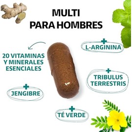 Multi Vitaminas para Hombres | Vitaminas A B1 B2 B3 B5 B6 B7 B9 B12 C D3 E K1 Zinc Calcio Hierro Cobre Cromo Selenio Manganeso Tribulus Terrestris Jen
