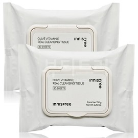 Innisfree Olive Vitamin E Real Cleansing Tissue 30 sheets X 2 / 이니스프리 올리브 비타민 E 리얼 클렌징 티슈 30매 X 2개