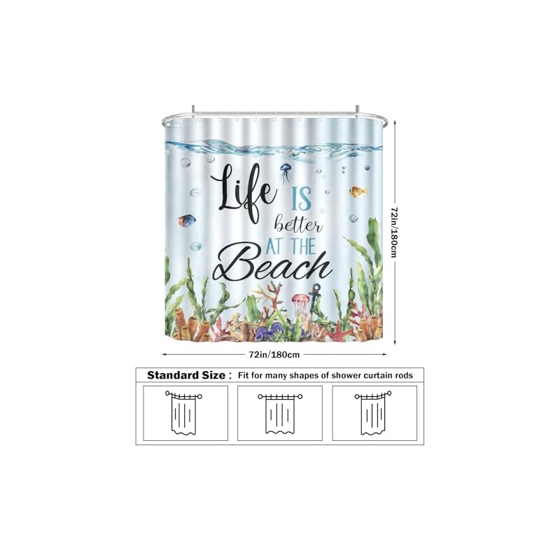 VentuCoven Ocean Shower Curtain Life is Better at The Beach