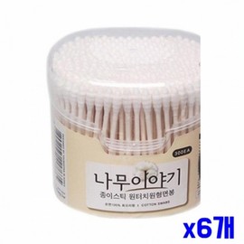 Pure Cotton One-Touch Round Spiral Cotton Swabs 300 Count x6 Packs Ear Pick