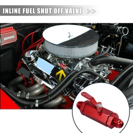 X AUTOHAUX AN6 6AN Aluminum Alloy Inline Fuel Shut Cut Off Valve for Car Red
