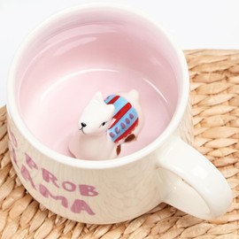 Taza de Café Grande Divertida Taza de Té Cerámica 350ml Taza Desayuno Originales con Cuchara y Posavasos Mugs de Espresso Taza de Capuchino Regalo