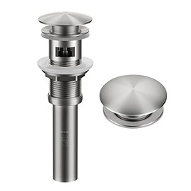 Kraus PU-11SFS Pop-Up Drain for Bathroom Sink Without Overflow, Stainless Steel