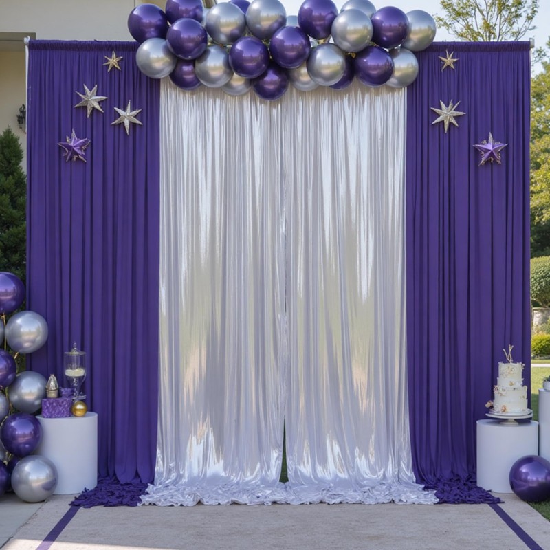 20x10 ft Wrinkle Free Silver Sequin Backdrop Curtain for Parties,Thick