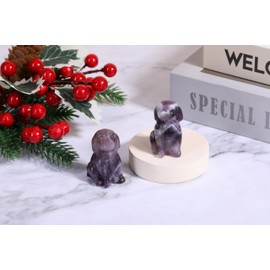 CrystalTears Amethyst Crystal Dog Figurine Gifts for Women Dog Lover Men, 1.5” Healing Gemstone Dogs Puppy Statue Ornament for Home Office Decor, Cute Lucky Crystals Dogs Gifts for Christmas