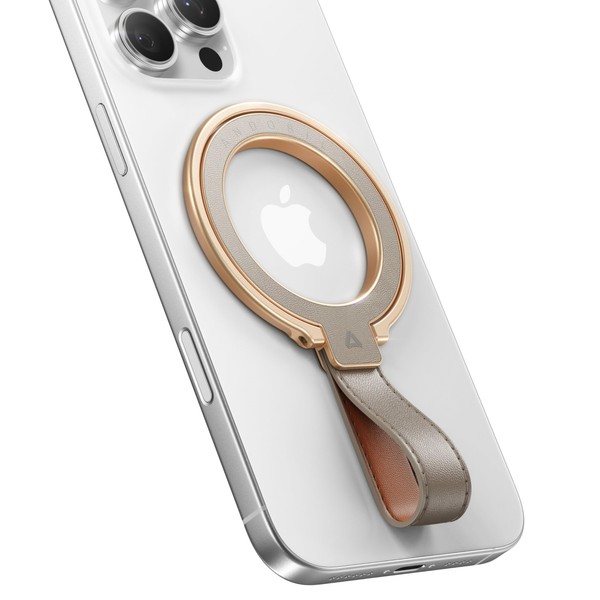 andobil[2025 Premium Leather]Magnetic Phone Grip for MagSafe[Unrivaled Stability]Adjustable Phone Ring