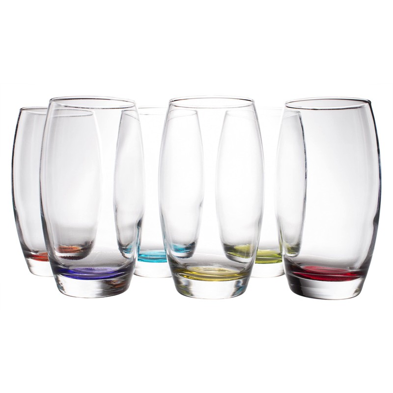 Red Co. Large 16 oz Multicolored Drinking Glass Set of