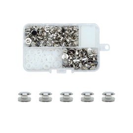 MABAHON 80 Sets Chicago Binding Screws Nail Rivet Chicago Button Metal Rivet Replacement Repair Fasteners for DIY Leather Decoration Bookbinding M5x4mm Silver