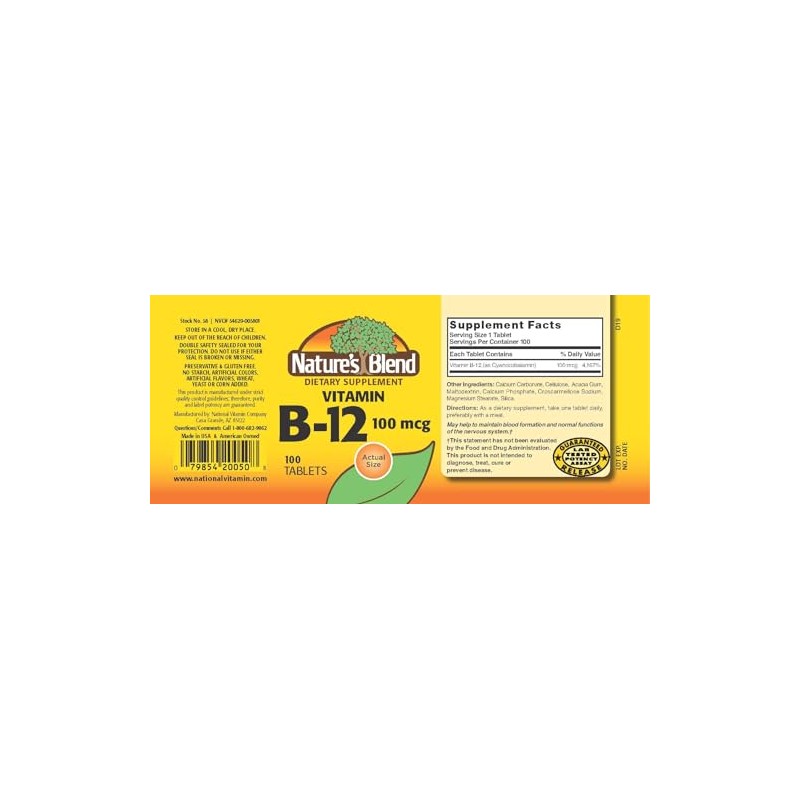 NAT B Vitamin B-12 TB 100MCG 100