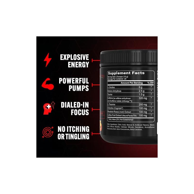 PEScience Prolific - Polvo para pre-entrenamiento, caramelo de melocotón