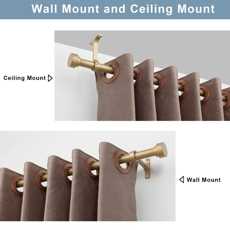 2 Pack Heavy Duty 1 Inch Diameter Single Curtain Rods