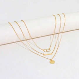 Modernplus Layered Gold Necklaces for Women, 3 Layer Necklace Double Circle Coin Pendant Chain Necklace Dainty Layering Choker Necklaces