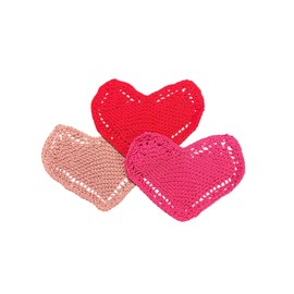 Handmade Knitted Heart Dish Cloth or Wash Cloth - 100% cotton - set of 3