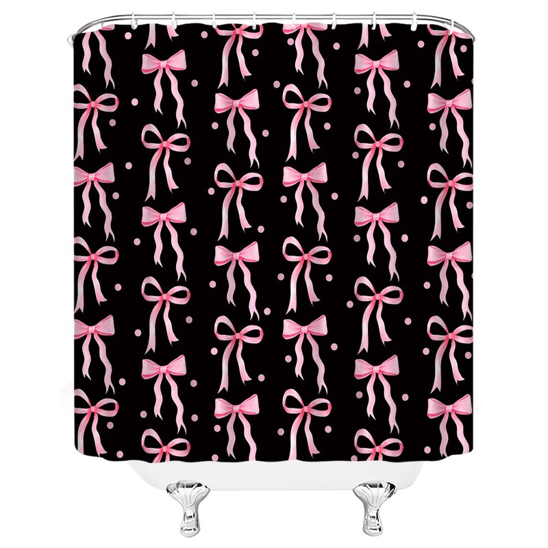 ZKJSMGS Cute Shower Curtain,Pink Black Bow Dots Modern Aesthetic Bathroom