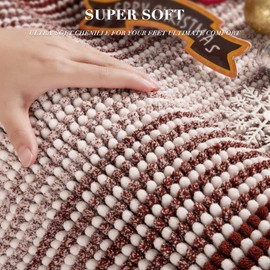 Bathroom Rugs and Mats Sets, 2 Piece Thick Absorbent Chenille Bath Mat Rug Set Non Slip, Soft Shaggy Bath Room Floor Mats for Bathroom, Machine Washable (Burgundy Red, 20" x 32" Plus 16" x 24")