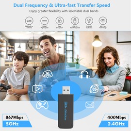 Blueshadow USB WiFi Adapter, Gaming WiFi Adapter for Desktop pc Dual Band 2.4/5Ghz Speed Upto 1300Mbps 2.0 USB dongle Supports Windows 7,8,10 Mac OS, 10.5~10.15 Linux 2.6.24~4.15
