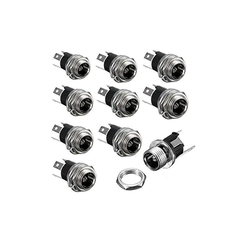 Hailege DC Power Supply Socket Panel Mount Connector 3-Pin 5.5