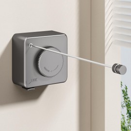 Retractable Clothesline Indoor Outdoor, Clothes Line Retracting Indoor, Retractable Clothes Line Wall Mounted Drying Rack Clothing Line, Laundry Line with Stainless Steel Line-15.1 Feets(Grey)