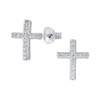 Premium Sterling Silver Cross Stud Earrings with Cubic Zirconia Stones