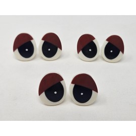 Pair of Zim's 20mm Oval Brown Lid Comical Cartoon Plastic Safety Eyes for Craft Amigurumi Dolls, Toys or Puppets (Pack of 3)