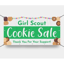Girl Scout Cookie Sale/Cookies - Vinyl Banner Sign Print - Milweb1 (30"x72")