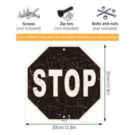 2 Pcs Black Stop Sign, 12" x 12" Room Decor, Street Traffic Warning Stop Post, Photo Decoration, Rust Free Acrylic Sign, UV Protected and Weatherproof, Funny Indoor/Outdoor Use