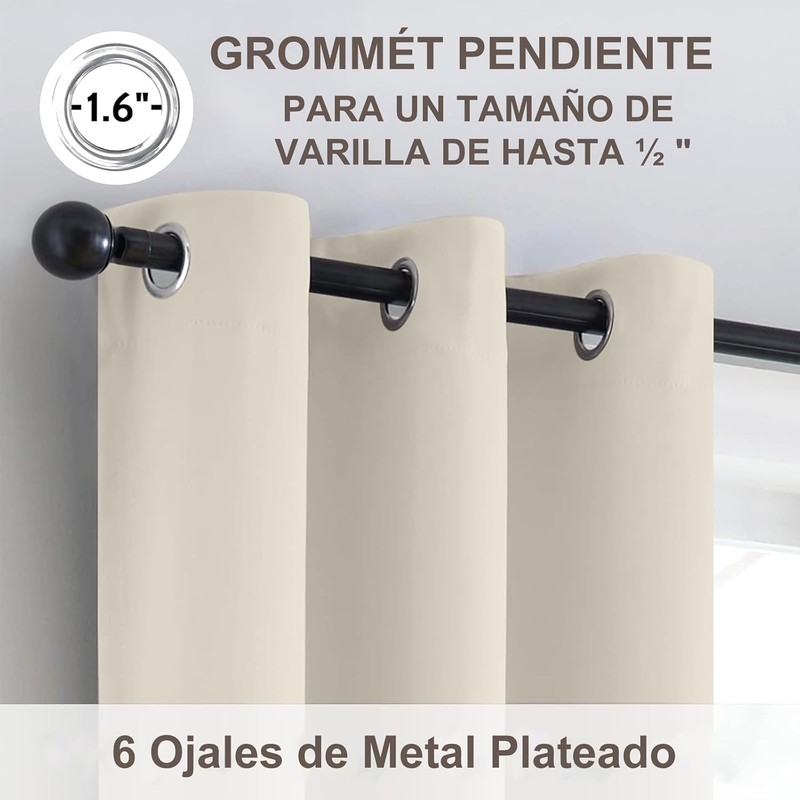 Cortinas Blackout, 2 Paneles Cortinas con Aislamiento Térmico para Estar/Recámara