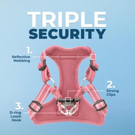 Best Pet Supplies Voyager Adjustable Dog Harness with Reflective Stripes for Walking, Jogging, Heavy-Duty Full Body No Pull Vest with Leash D-Ring, Breathable All-Weather - Harness (Pink), XL