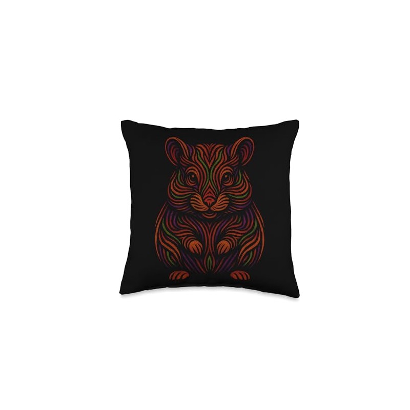 Colorful Hamster Art Throw Pillow