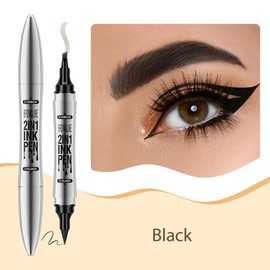 2-in-1 Microblading Eyebrow Pencil with 4 Fork Tips, Magic 3D Eyebrow Pencil with Eyeliner Make-Up Eyebrow Pencil Durable Waterproof Wipes for Beginners and Professionals HS