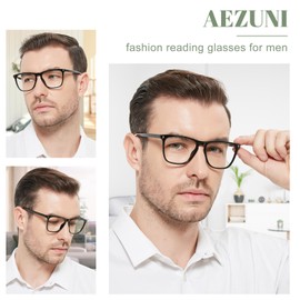 AEZUNI Retro Oversized Reading Glasses for Men 1.0 Classic Large Frame Readers 1.00 1.50 2.00 2.50 3.00 3.50 4.00 5.00 6.00 (Black)