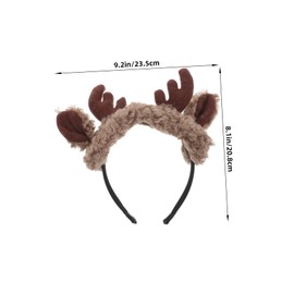FRCOLOR Fluffy Deer Antlers Headband for Women Soft Reindeer Ear Hair Accessory for Holiday Parties Cosplay and Festive Celebrations