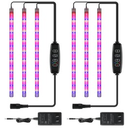 iPower 40W LED Plant Grow Light Strips Full Spectrum for Indoor Plants with Auto ON/Off 3/9/12H Timer, 10 Dimmable Levels 48 LEDs Per Tude, for Hydroponics Succulent