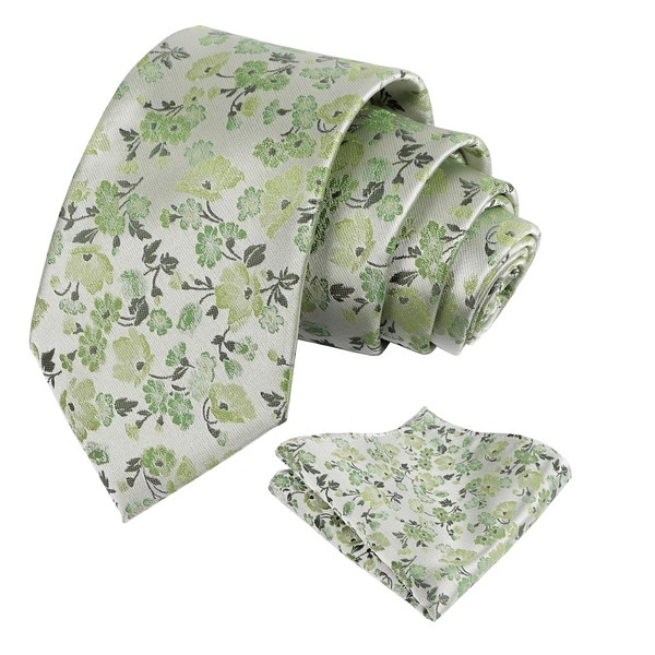 Alizeal Mens Floral Patterned Tie with Pocket Square Stylish Unique