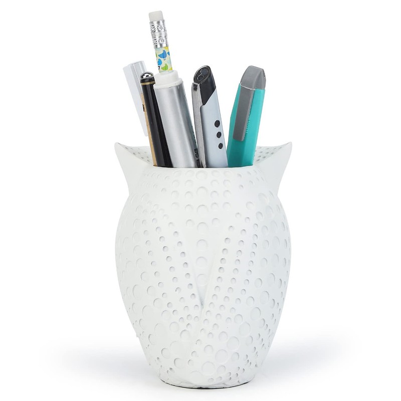 HDMbigmi Owl Pen Holder Makeup Brush Holder Resin Desk Organizer