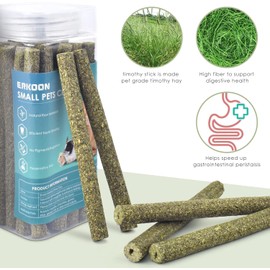 ERKOON 26Pcs Timothy Hay Sticks,Rabbit Chew Toys for Teeth Natural Molar Sticks Rabbits Treats for Bunnies, Chinchilla Guinea Pigs, Gerbil, Hamster