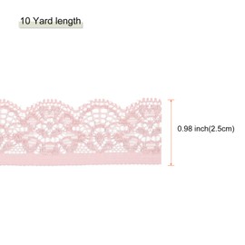 MECCANIXITY Lace Trim Vintage Crochet 0.98" x 10yards Light Pink Stretch Lace Ribbon for DIY Scrapbooking Clothes Fabric Wedding Decoration Gift Wrap