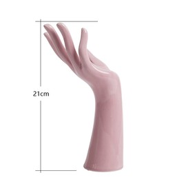 HAUCOZE Jewelry Display Stand Necklace Bracelet Ring Holder Hand Decor Sculpture Modern Gifts Figurine Home Statue Ceramic Arts Crafts Pink 21cm