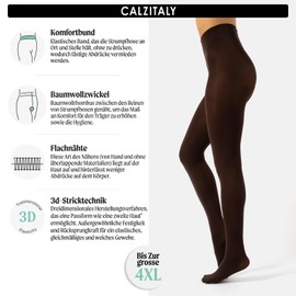 CALZITALY Opaque Soft Microfibre Tights, Colourful Tights for Women, S, M, L, XL, XXL, 3XL, 4XL, 80 Denier, Made in Italy, brown