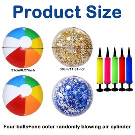 DtgEcd 5PCS Beach Ball Rainbow Beach Balls Beach Balls Inflatable for Pool Games Inflatable Water Balloons Suitable for Outdoor Activity Water Games Equipped With An Inflatable Cylinder