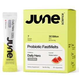 June Science Daily Hero for Men | Fast Melt Pre + Probiotic for Men (30 Pack, Watermelon)