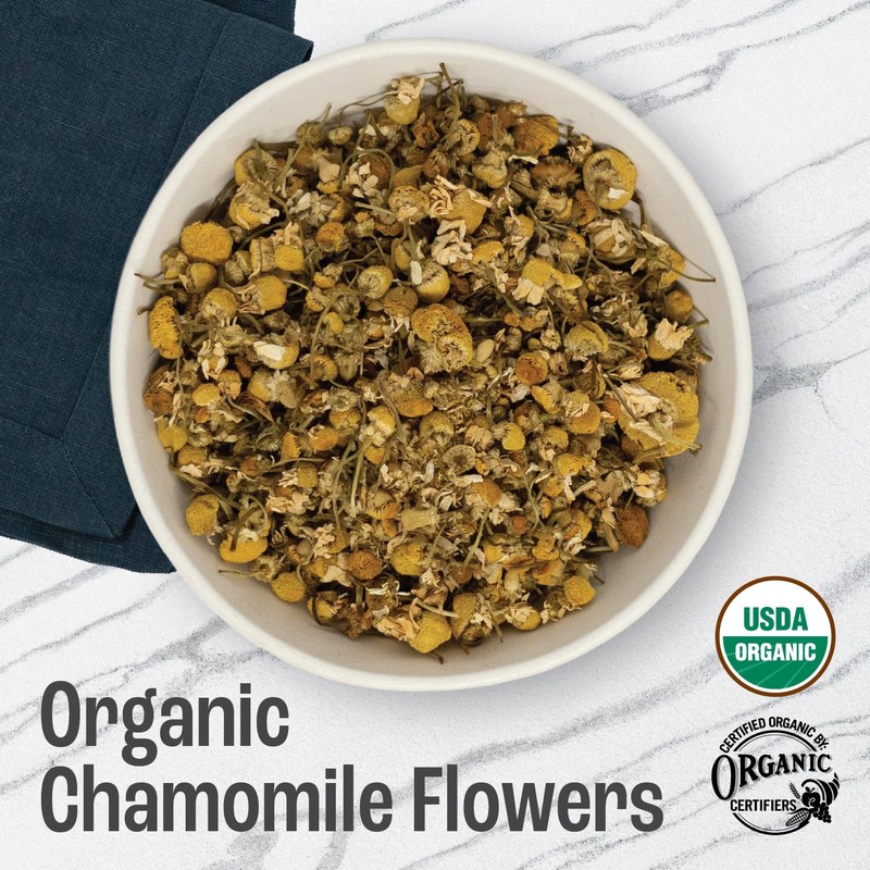 J Mac Botanicals, Organic Chamomile Flowers (1 pound), Certified USDA