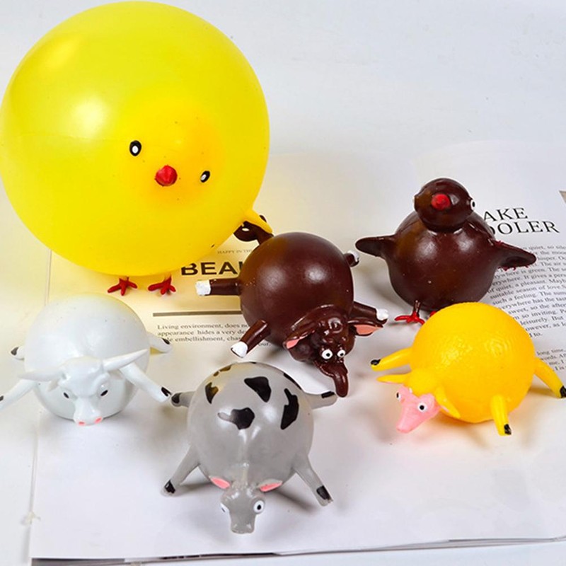 12PCS Kids Inflatable Blowing Vent Balloons Toy TPR Animal Squeezing