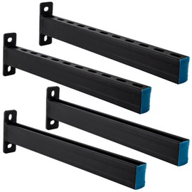 PHLKJL 4 Pack Steel Shelf Bracket,Black Powder-Coating,Display Bracket,DIY Projects,Metal Strut Channel, Slotted,Pipe Suppor,22 in Length