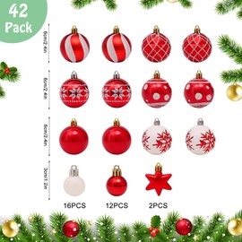 42PCS 6cm Christmas Ball Ornaments Shatterproof Balls Christmas Tree Hanging Balls Christmas Ornaments Balls Xmas Balls Ornaments Shatterproof Christmas Decorations with Strings for Xmas Tree Red
