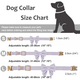 Ewinoom Bowtie Dog Collar Adjustable Soft Collars with Detachable Bow Tie and Metal Buckle for Small Medium Large Dogs,Lilac,Small