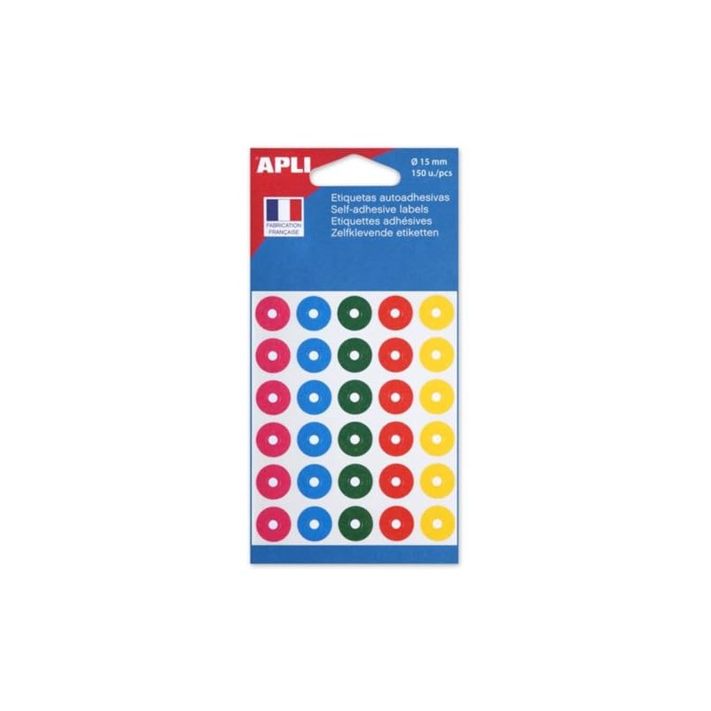 APLI 11335 Pack of 150 Assorted Coloured Eyelets Diameter 15