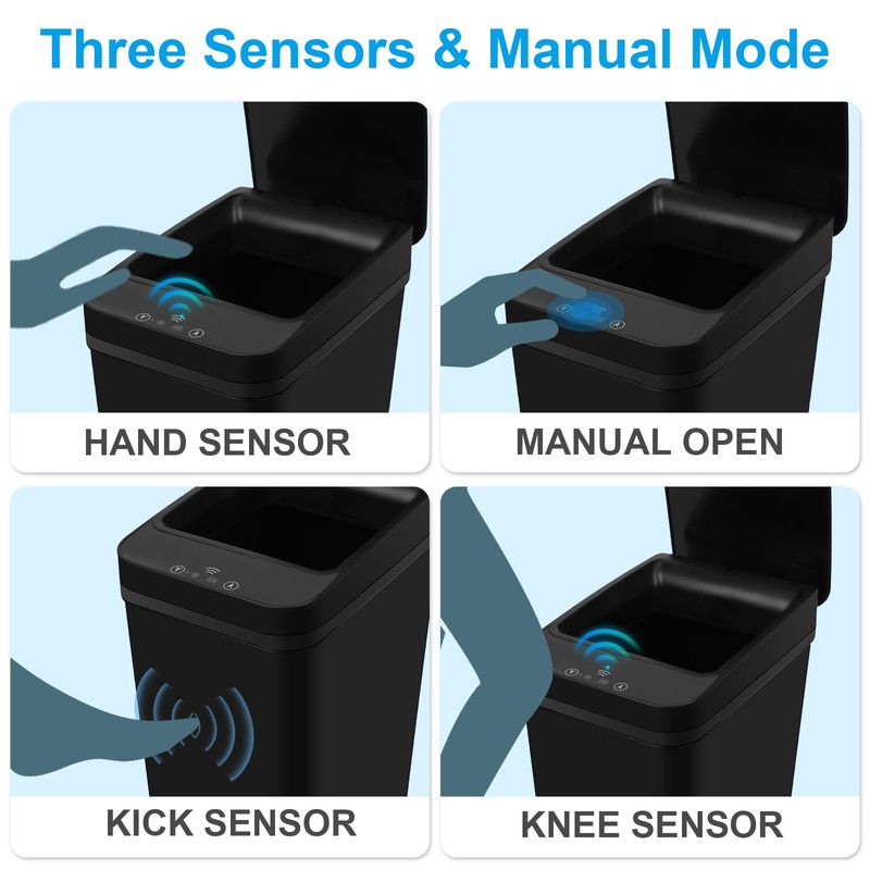 QSFWCSM 2 Pack Bathroom Trash can,Smart Touchless Trash Can,Automatic Motion